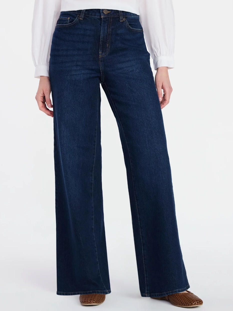 Time And Tru Women's Wide Leg Jeans Dark Wash Size 4